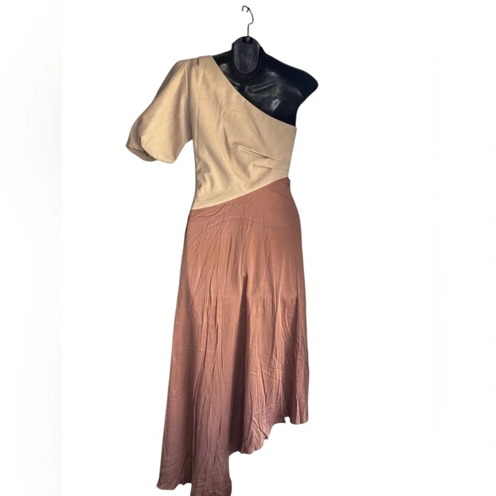 NWT Anthropologie Faux Leather One-Shoulder Asymmetrical Midi Dress size 2 - Picture 3 of 16
